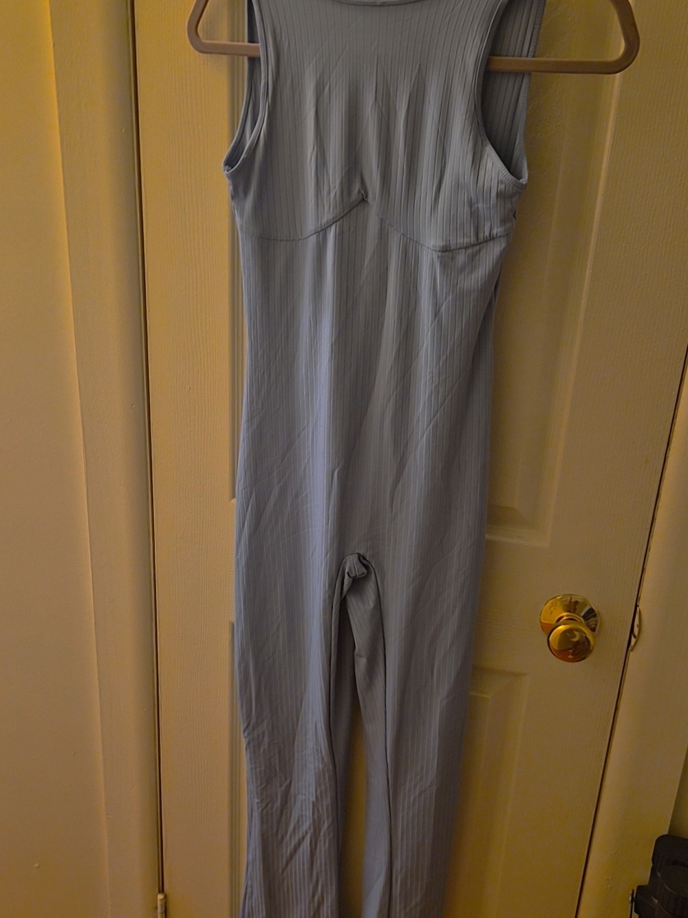 Light Blue Ribbed Sleeveless Jumpsuit